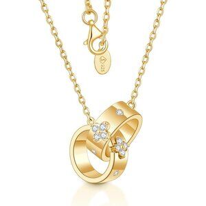 Moissanite Clover Necklace Gold Plated 925 Silver NWT GRA